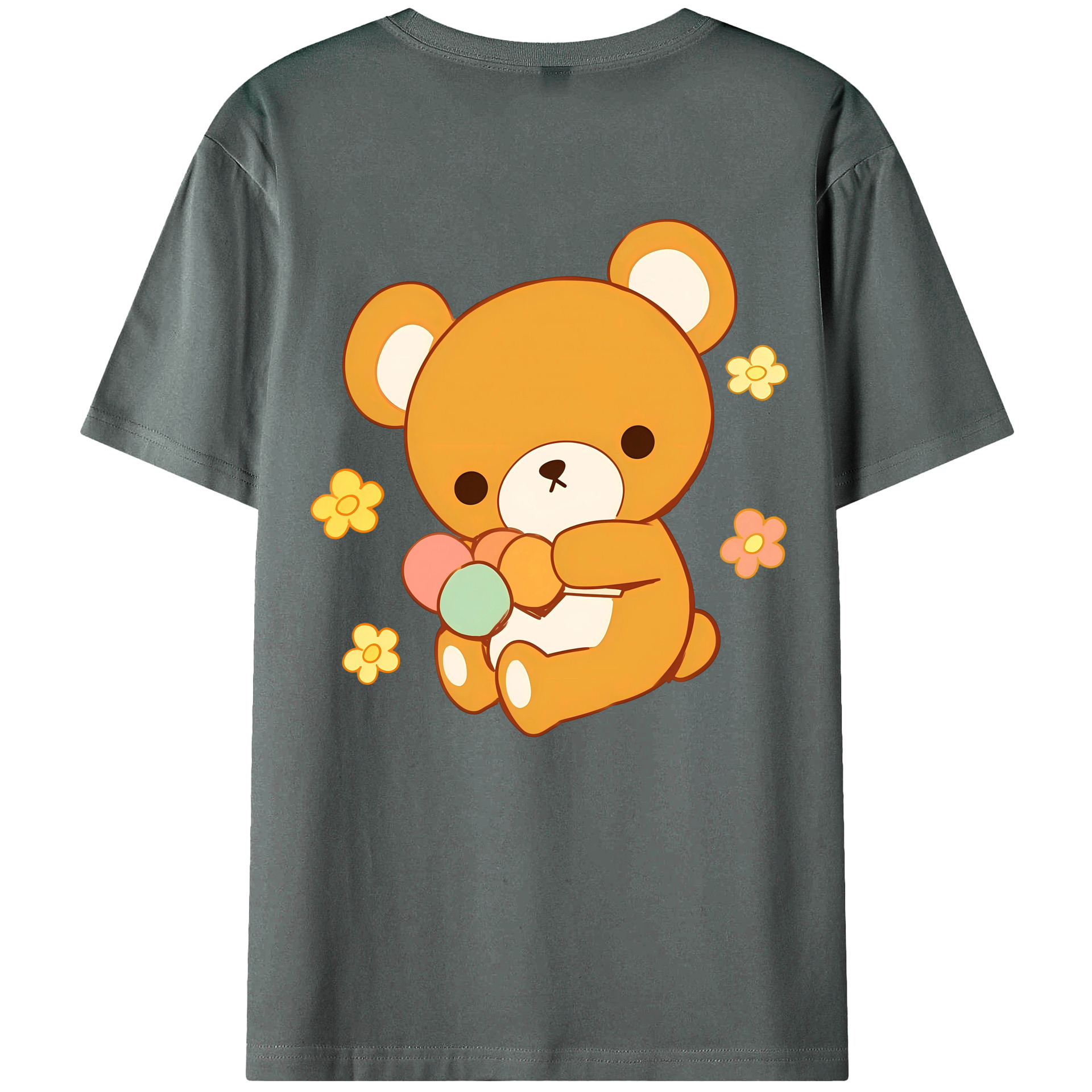 （画像用） リラックマ リラックマ キイロイトリ Rilakkuma Korilakkuma Kiiroitori 綿100％半袖Tシャツ（背面プリント）